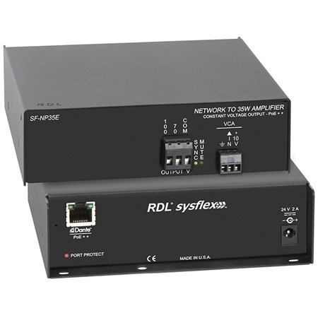 Radio Design Labs RDL-SF-NP35E PoE Plus Network to 35 W Mono Audio Amplifier - 70V or 100V - Dante Radio Design Labs RDL-SF-NP35E PoE Plus Network to 35 W Mono Audio Amplifier - 70V or 100V - Dante