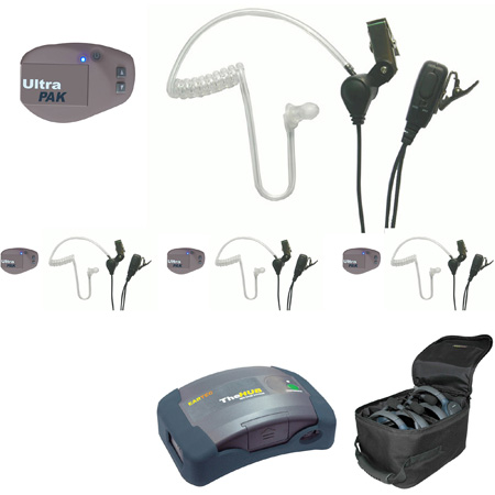 Ear-upsst4 4-person Full Duplex Wireless Intercom With 1 Hub 4 Ultrapaks & Sst Headsets Batteries & Charger - Li-ion Batteries