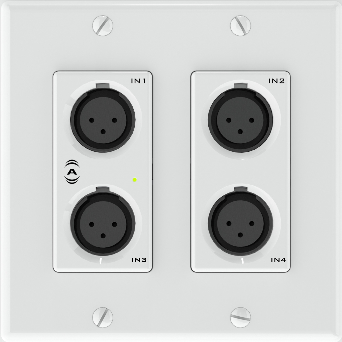 Attero Tech 4 Mic & Line In Xlr 4x2 Channel 2 Gang Us Wallplate With Phoenix Input & Output, Poe - White & Black Inserts - Biamp Control