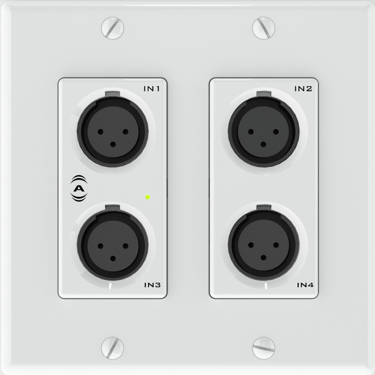 Attero Tech Atec-undx4i-c 4 Mic & Line In Xlr 4x2 Channel 2 Gang Us Wall Plate With Phoenix Input & Output, Poe - White & Black Inserts