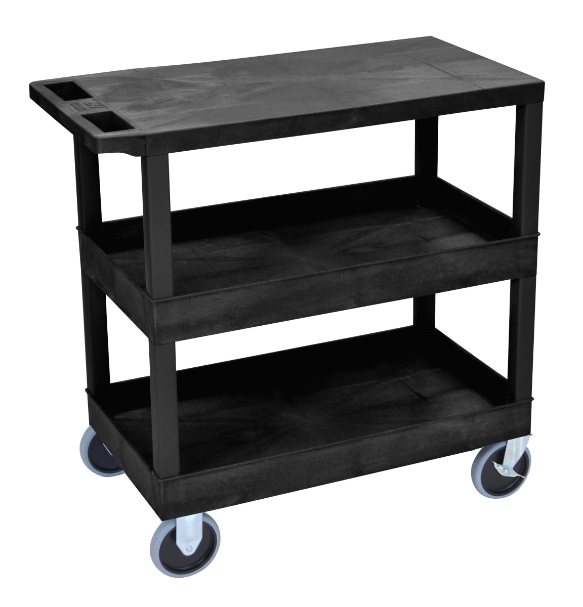 LUX-EC211HD-B Three Shelf Utility Cart-HD Casters