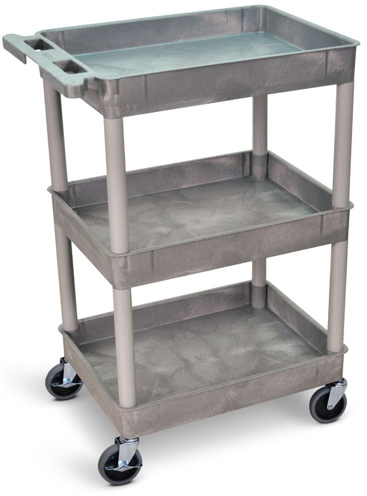LUX-STC111G Gray 18x24 Three Shelf Tub Cart