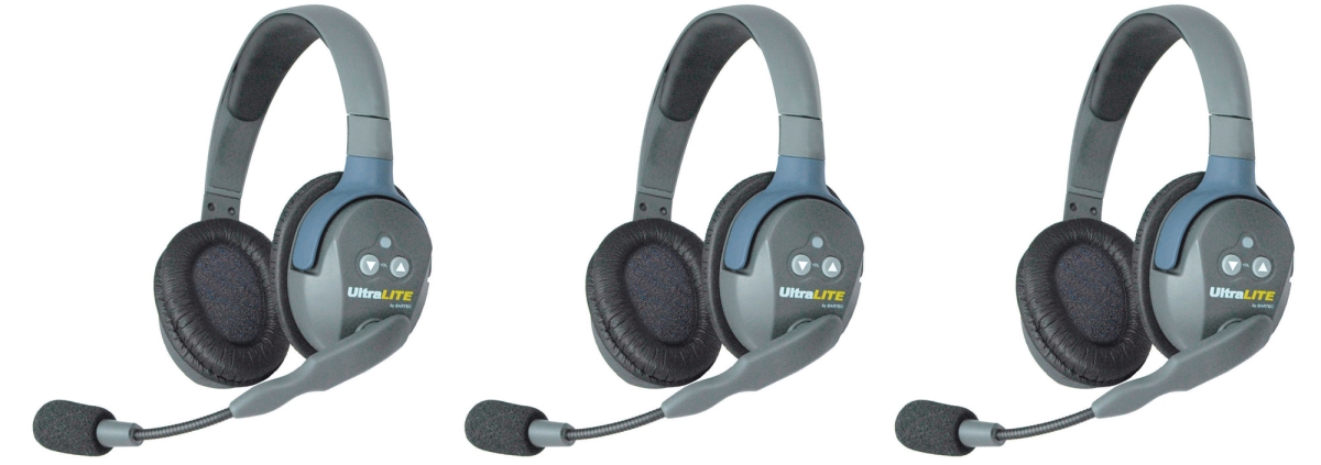 Ear-ul3d Ultralite 3 Person Intercom System With 3 Double Headsets & Li-ion Batteries