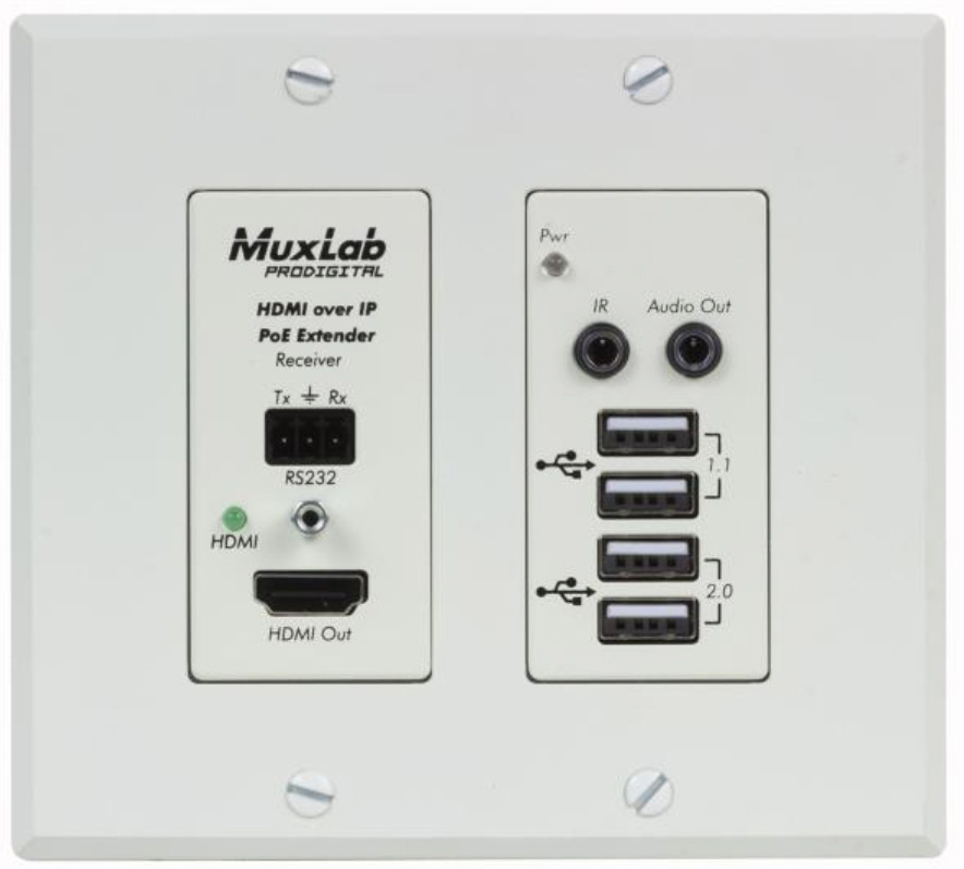 Mux-500777-rx-wh Hdmi-usb Over Ip Poe Wp Receiver, White - Uhd-4k