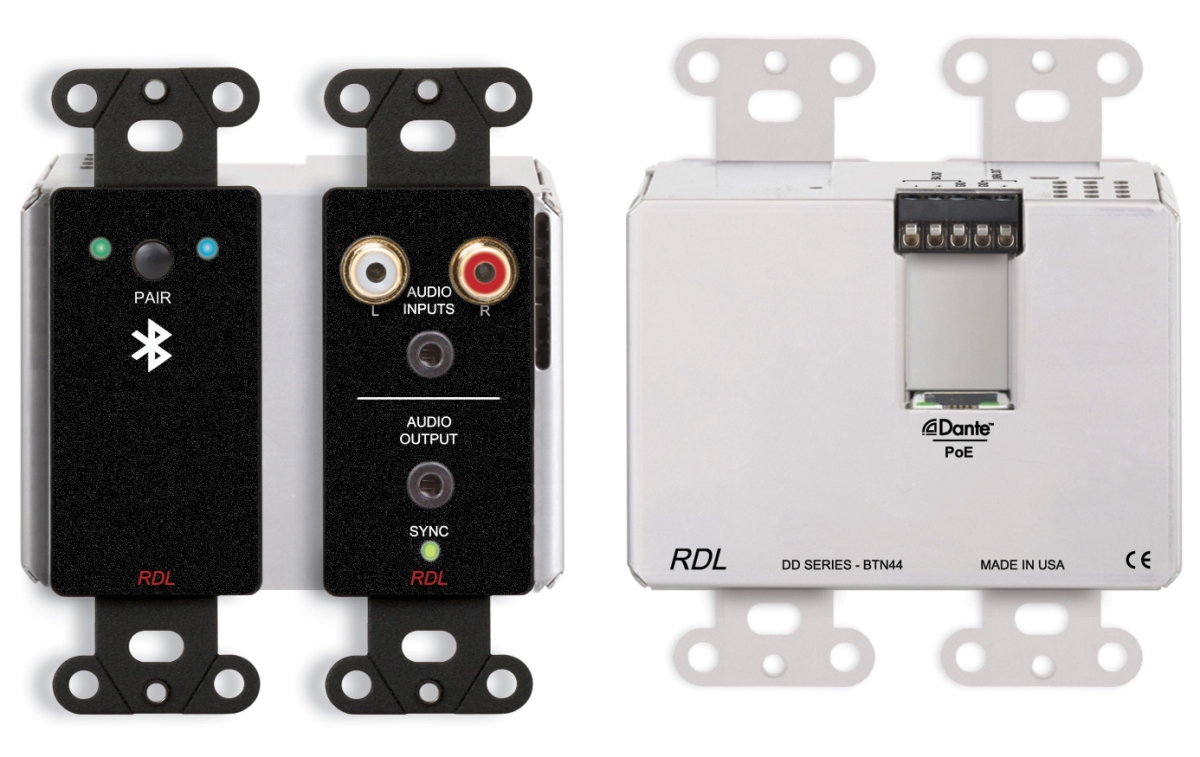 Rdl-ddb-btn44 Wall-mounted Bi-directional Line-level & Bluetooth Audio Dante Interface - Black