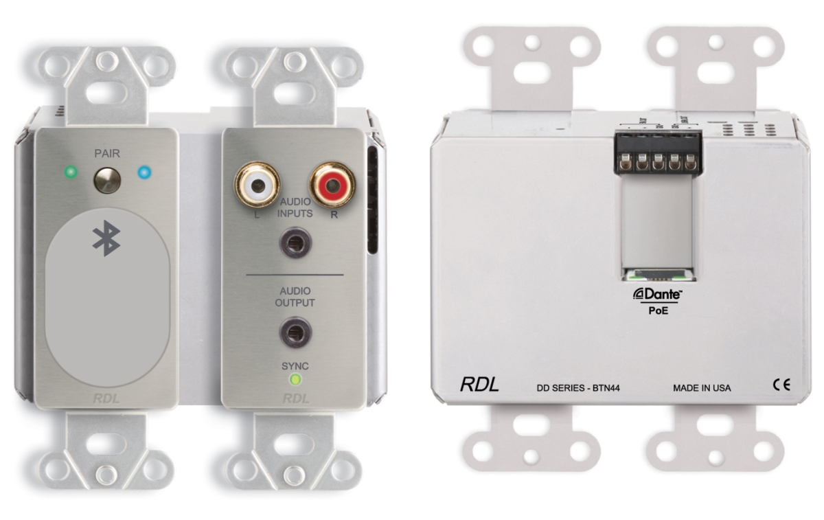 Rdl-dds-btn44 Wall-mounted Bi-directional Line-level & Bluetooth Audio Dante Interface - Gray