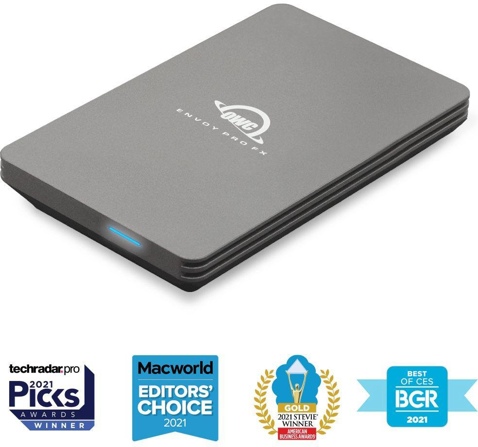 OWC-TB3ENVPFX02 2TB USB C Portable Nvme Solid State Drive, White & Satin