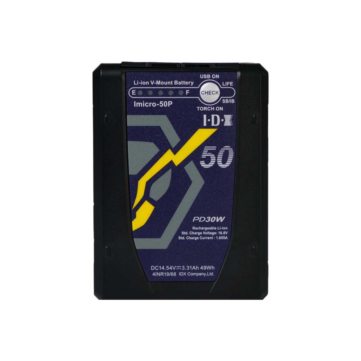 IDX-IMICRO-50P IMICRO-50P 49Wh High-Load Li-Ion V-Mount Battery with USB-C PD & D-Tap