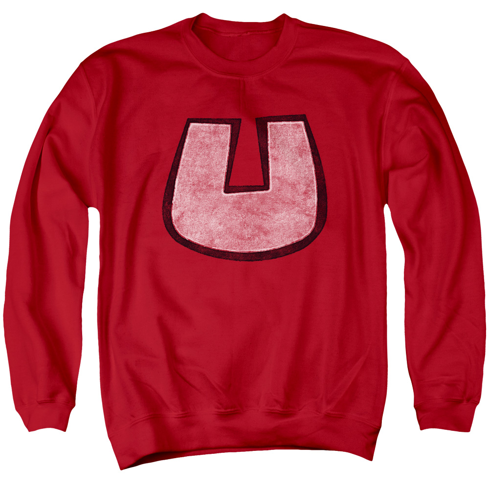 DRM109B-AS-2 Underdog U Crest Adult Crewneck Sweatshirt, Red - Medium