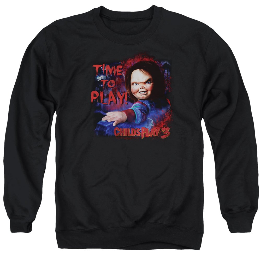 UNI399-AS-2 Childs Play 3 Time To Play Adult Crewneck Sweatshirt, Black - Medium