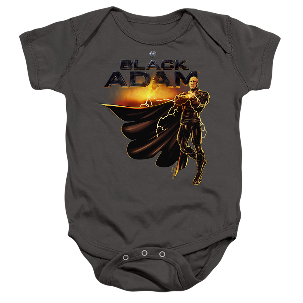 WBM1942-SS-4 Black Adam Logo with Character Infant Snapsuit, Charcoal - Extra Large - 24 Month