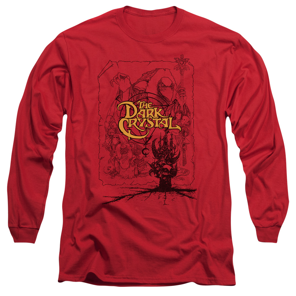 DKC123-AL-4 Dark Crystal Poster Lines Adult Long Sleeve T-Shirt, Red - Extra Large