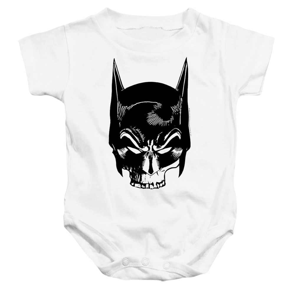BM3442-SS-1 Batman Skull On White Infant Snapsuit, White - Small - 6 Month