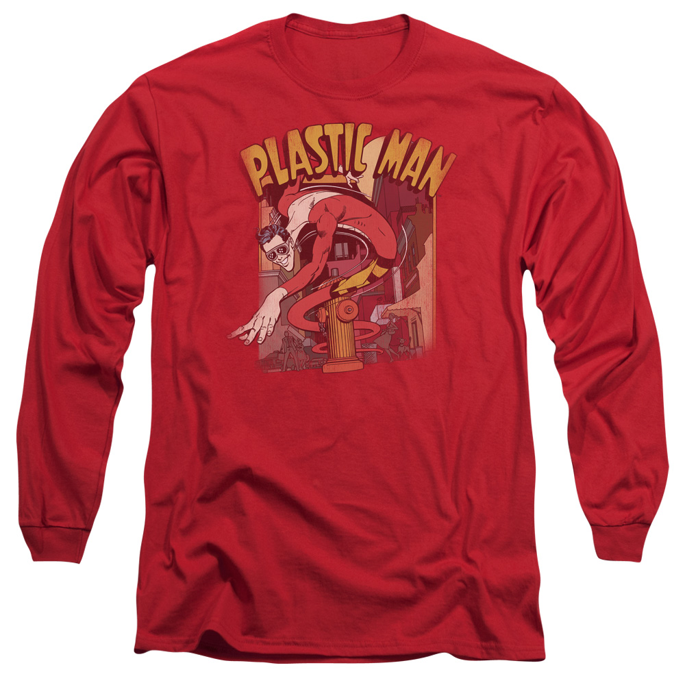 DCO175-AL-6 DC Plastic Man Street Adult Long Sleeve T-Shirt, Red - 3X