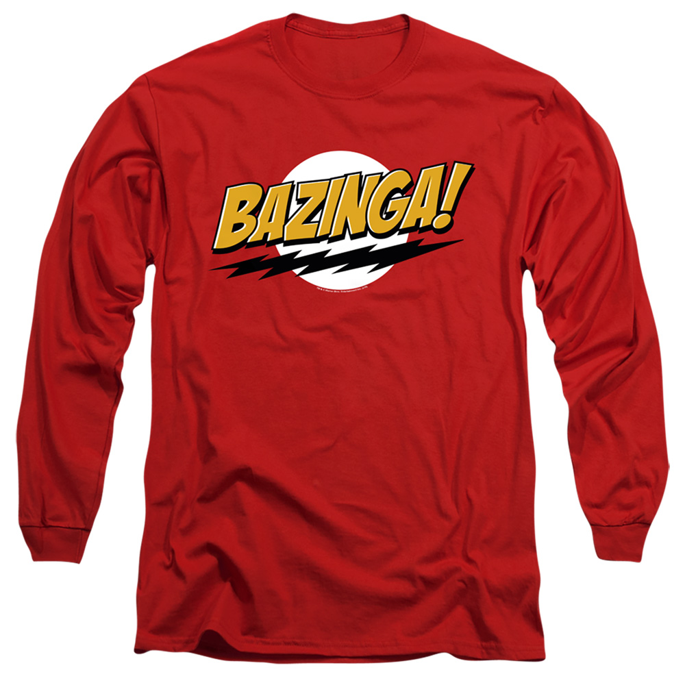 WBT712-AL-3 Big Bang Theory Bazinga Adult Long Sleeve T-Shirt, Red - Large