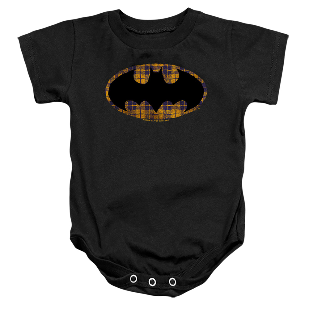 BM3157-SS-4 Batman Torn Plaid Logo Infant Snapsuit, Black - Extra Large - 24 Month