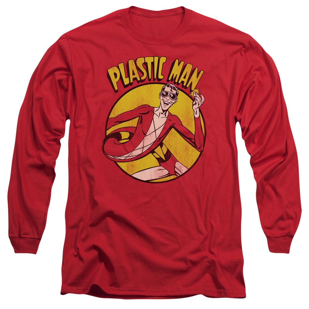 DCO276-AL-6 DC Plastic Man Adult Long Sleeve T-Shirt, Red - 3X