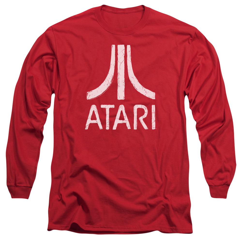 ATRI103D-AL-2 Atari Rough Logo Adult Long Sleeve T-Shirt, Red - Medium