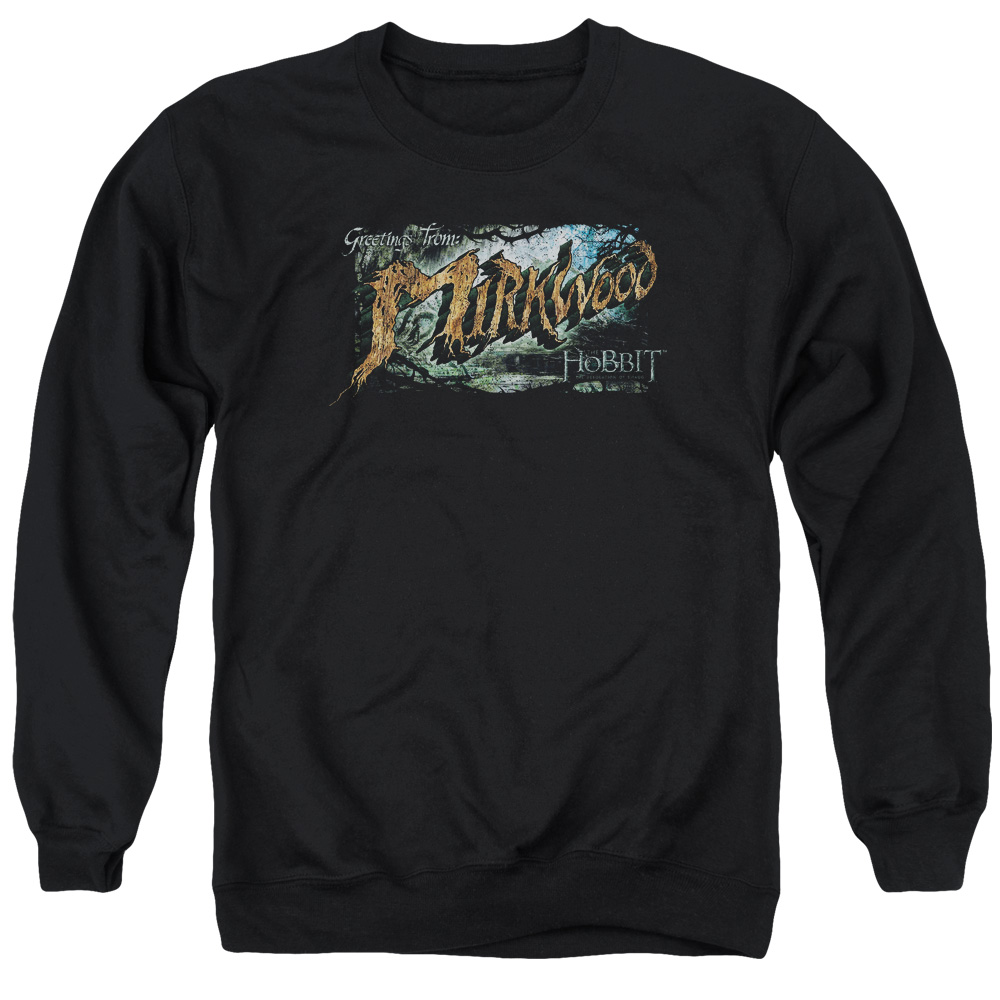 HOB2009-AS-3 Hobbit Greetings From Mirkwood Adult Crewneck Sweatshirt, Black - Large