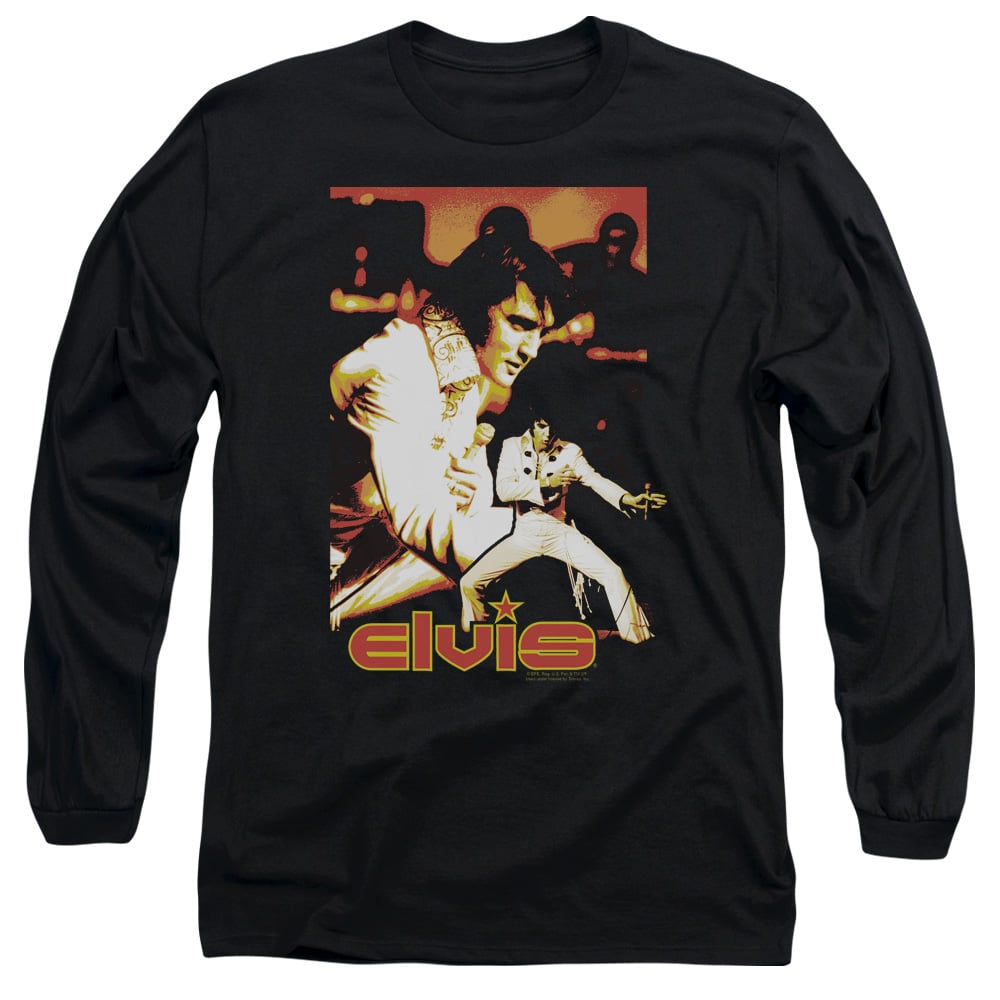 ELV596-AL-3 Elvis Presley Showman Adult Long Sleeve T-Shirt, Black - Large