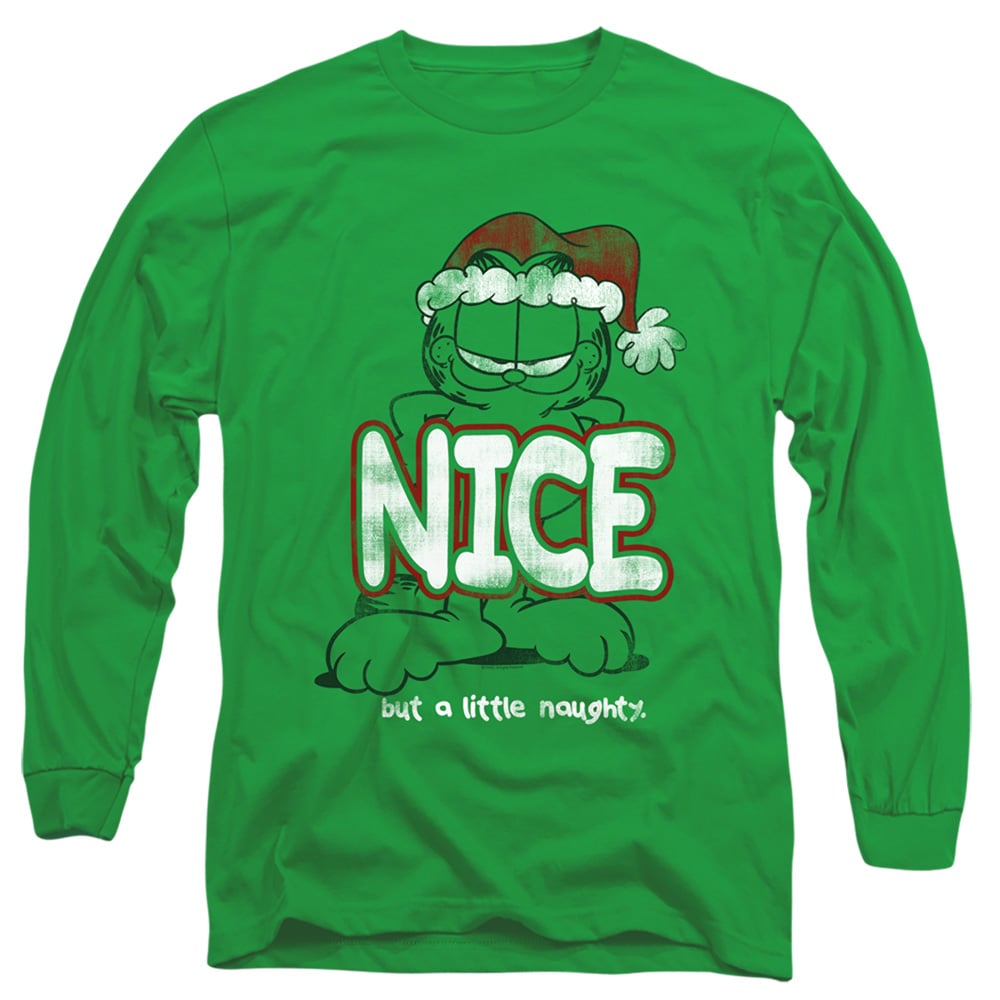GAR599-AL-4 Garfield A Little Naughty Adult Long Sleeve T-Shirt, Kelly Green - Extra Large