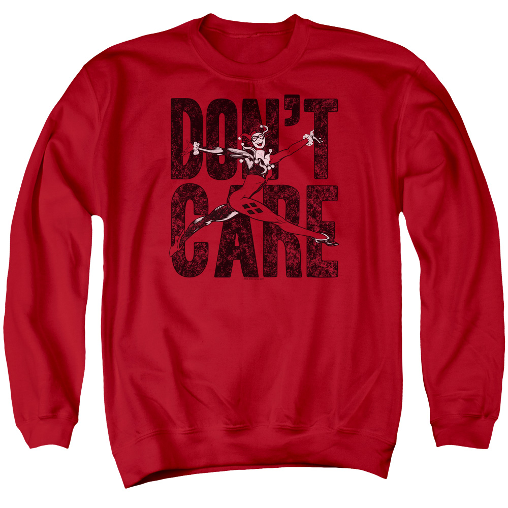 JLA807-AS-2 JLA Dont Care Adult Crewneck Sweatshirt, Red - Medium