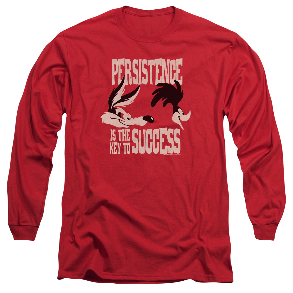 LT183-AL-2 Looney Tunes Persistence Adult Long Sleeve T-Shirt, Red - Medium