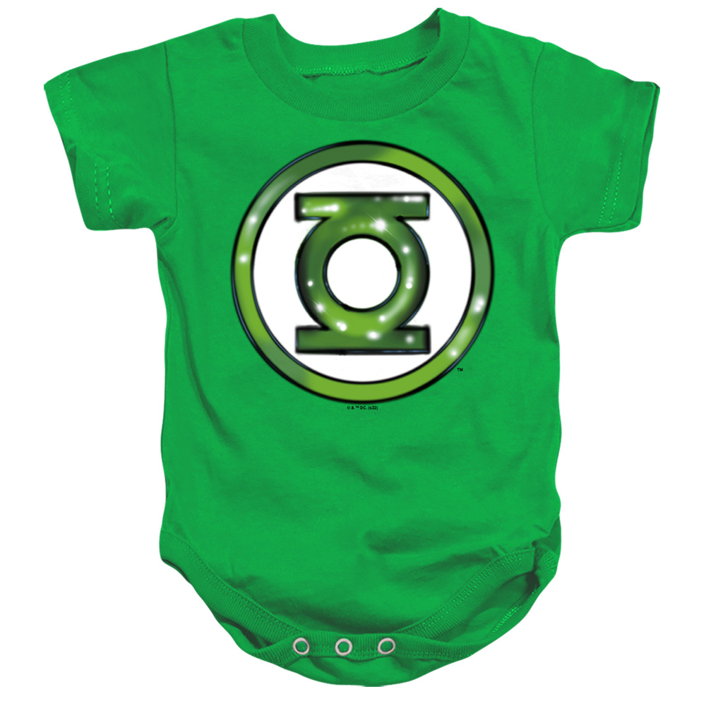 JLA1501-SS-2 Justice League Green Lantern Airbrush Logo Infant Snapsuit, Kelly Green - Medium - 12 Month