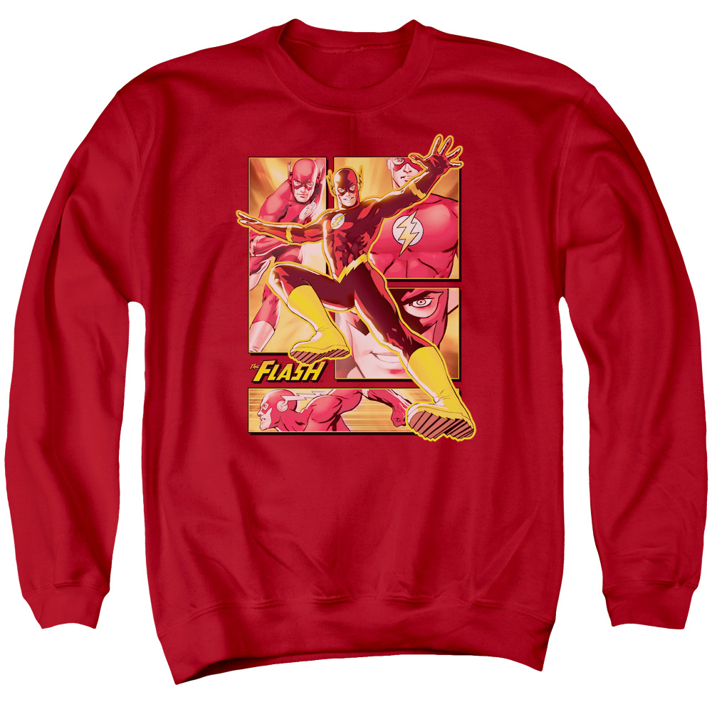 JLA147-AS-2 JLA Flash Adult Crewneck Sweatshirt, Red - Medium
