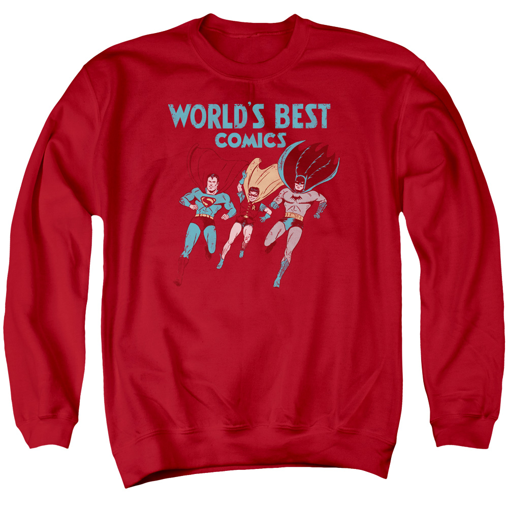 JLA421-AS-2 JLA Worlds Best Adult Crewneck Sweatshirt, Red - Medium