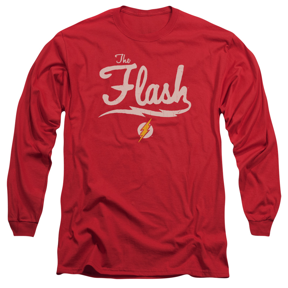JLA657-AL-2 JLA Old School Flash Adult Long Sleeve T-Shirt, Red - Medium