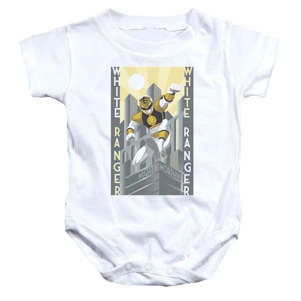 PWR201-SS-1 Power Rangers White Ranger Deco Infant Snapsuit, White - Small - 6 Month