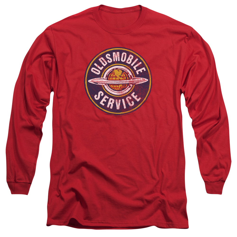 OLS101-AL-2 Oldsmobile Vintage Service Adult Long Sleeve T-Shirt, Red - Medium