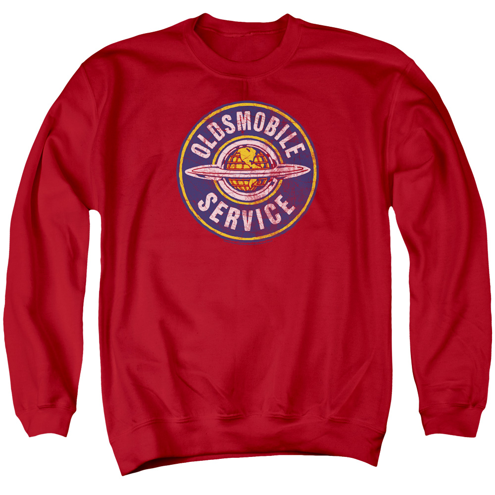 OLS101-AS-2 Oldsmobile Vintage Service Adult Crewneck Sweatshirt, Red - Medium