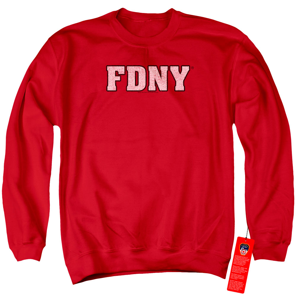 NYC111-AS-2 York City FDNY Adult Crewneck Sweatshirt, Red - Medium