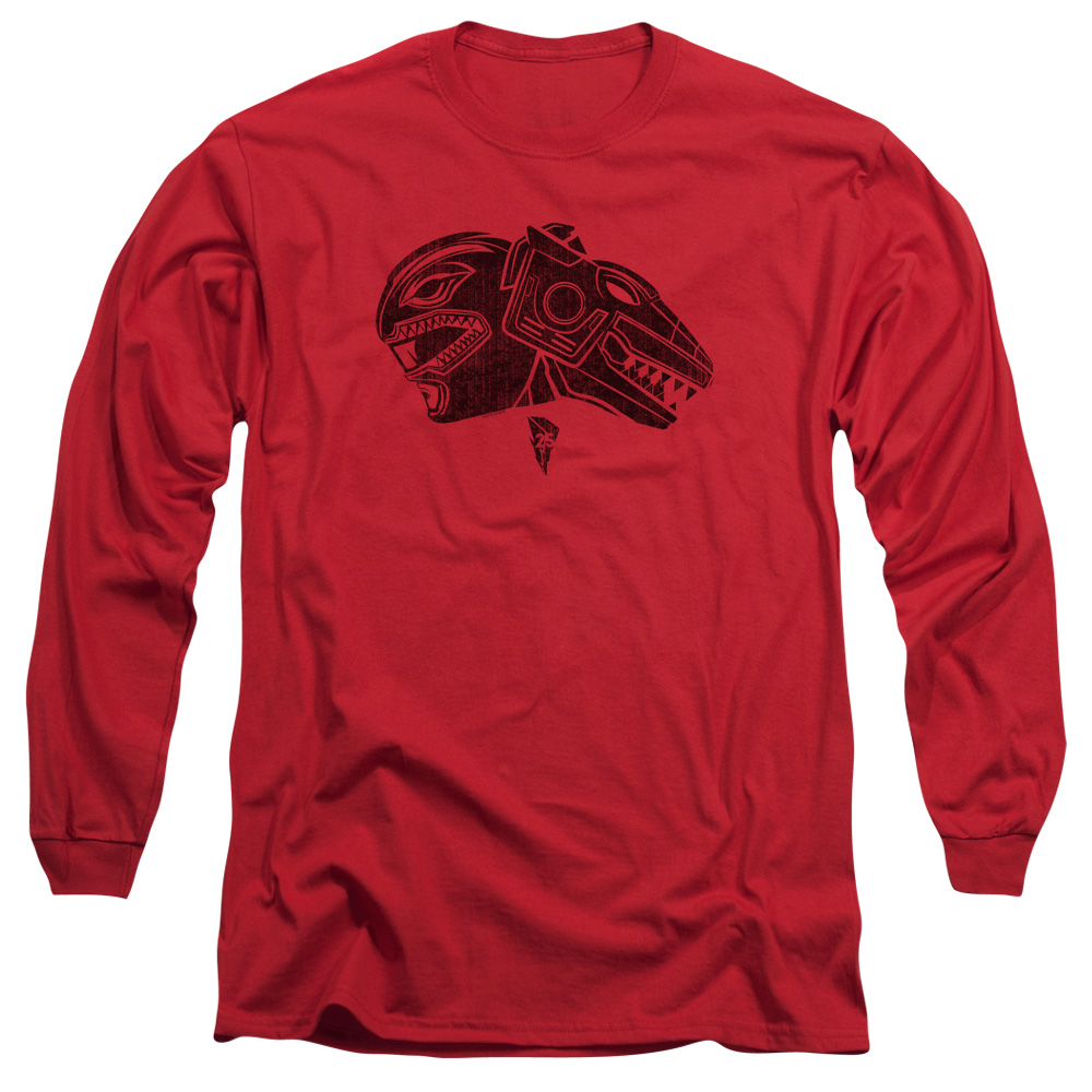 PWR4003-AL-6 Power Rangers Red Adult Long Sleeve T-Shirt, Red - 3X