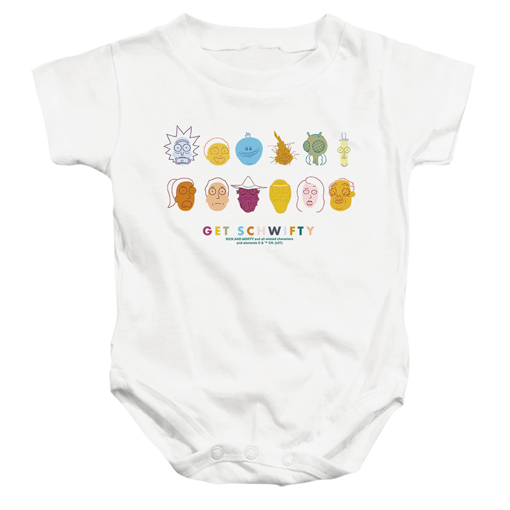 CN1779-SS-1 Rick & Morty Get Schwifty Infant Snapsuit, White - Small - 6 Month