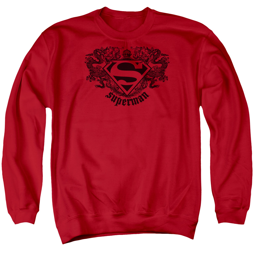 SM1690B-AS-2 Superman Dragon Adult Crewneck Sweatshirt, Red - Medium