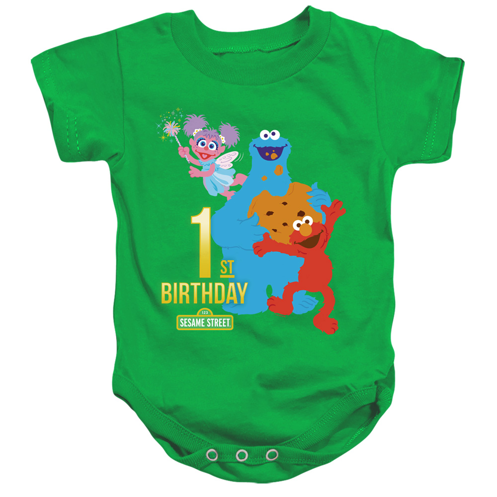 SST592-SS-3 Sesame Street 1st Birthday Infant Snapsuit, Kelly Green - Large - 18 Month