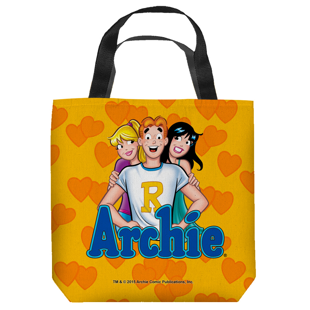Ac195-tote1-16x16 Archie Comics & Love Triangle Tote Bag, White - 16 X 16 In.