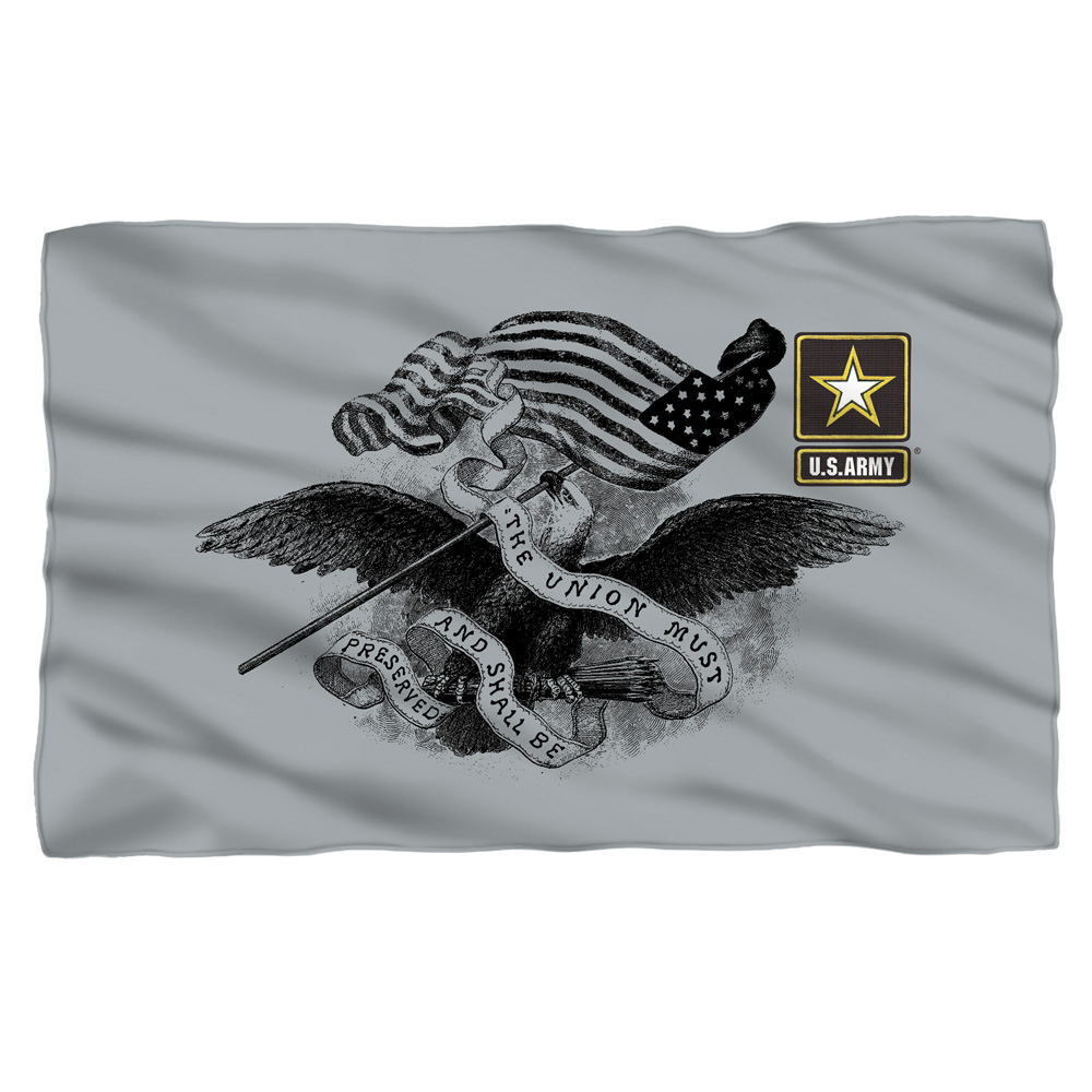 Army & Union-fleece Blanket, White - 36 X 58 In.