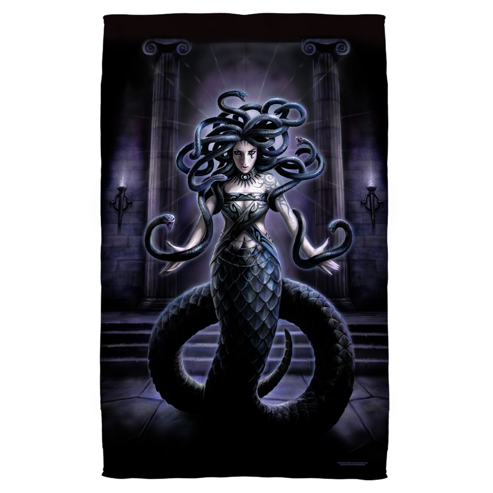 As120-btw1-27x52 Anne Stokes & Serpents Spell-bath Towel, White - 27 X 52 In.