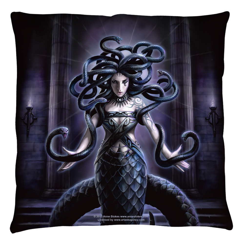 Anne Stokes & Serpents Spell Throw Pillow, White - 14 X 14 In.