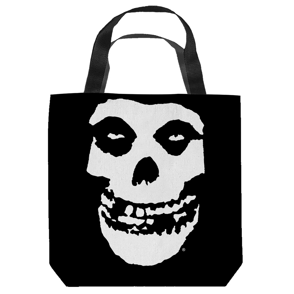 Band150-tote1-18x18 Misfits & Fiend Skull Tote Bag, White - 18 X 18 In.