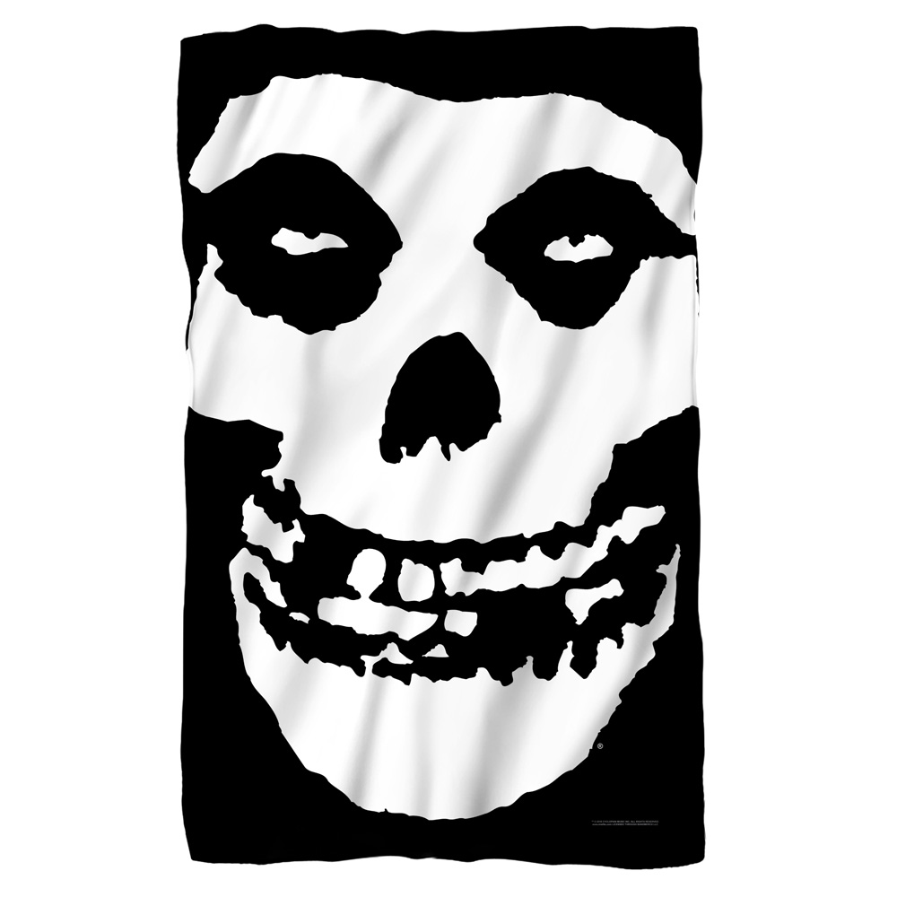 Band150-bkt1-36x58 Misfits & Fiend Skull-fleece Blanket, White - 36 X 58 In.
