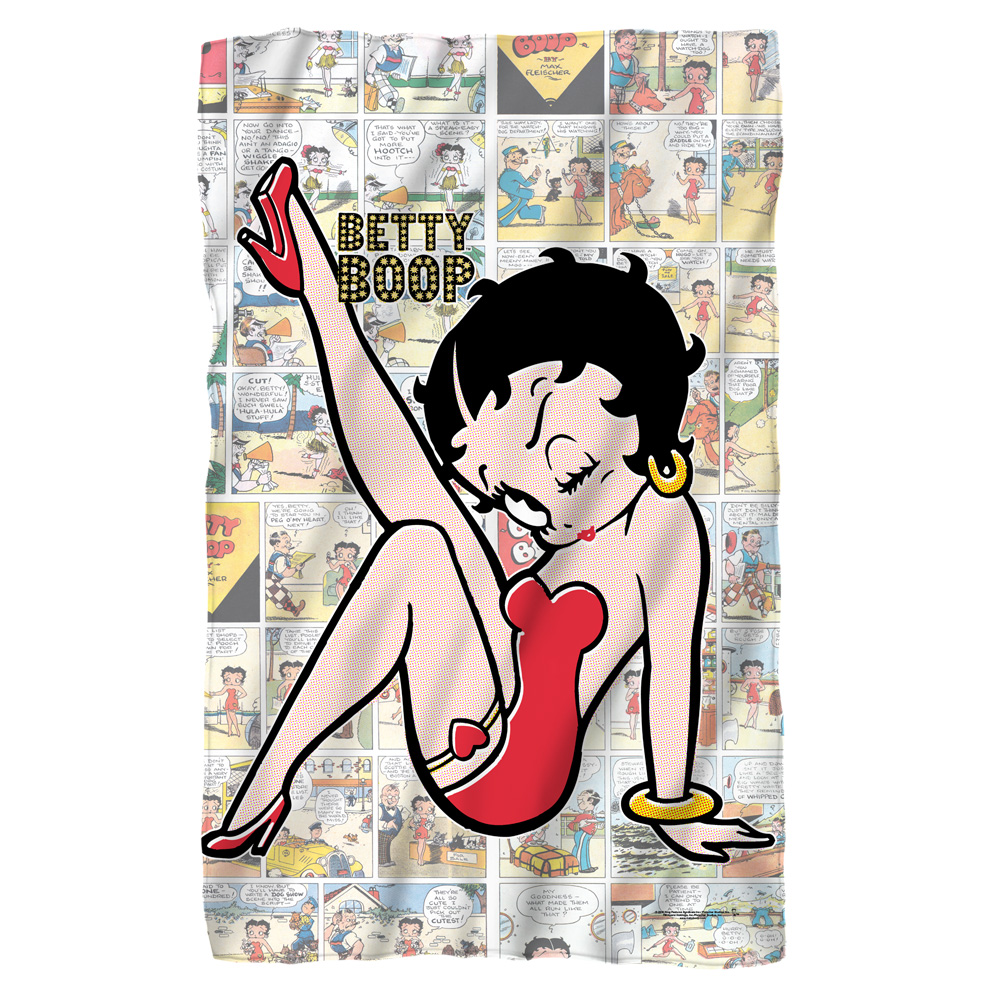 Bb797-bkt1-0 Betty Boop & Vintage Strips-fleece Blanket, White - 36 X 58 In.