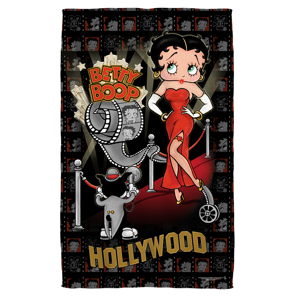 Bb796-btw1-27x52 Betty Boop & Hollywood Nights-bath Towel, White - 27 X 52 In.