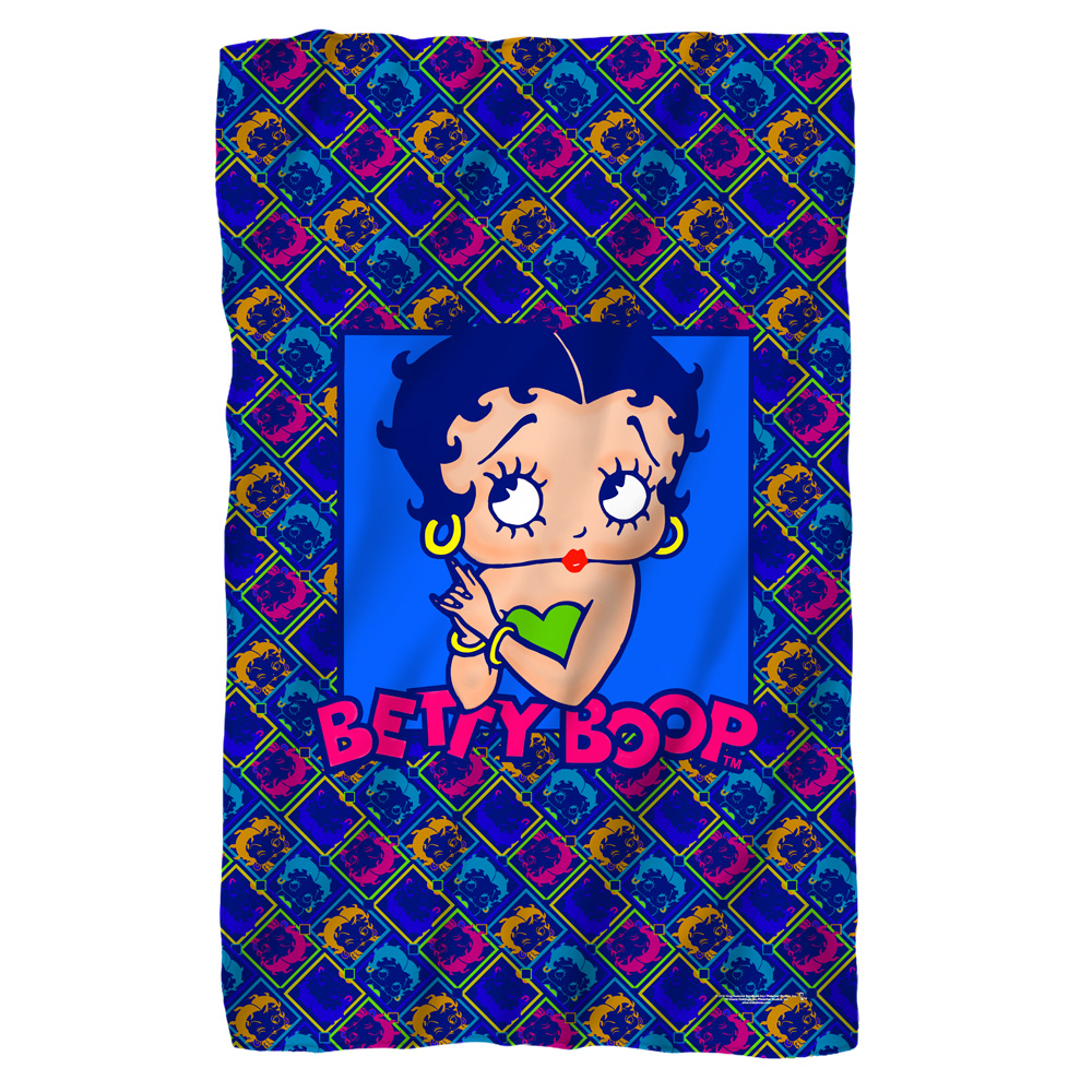 Bb812-bkt1-0 Betty Boop & Pop Betty-fleece Blanket, White - 36 X 58 In.