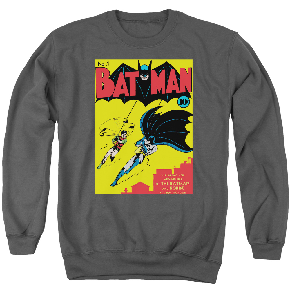 UPC 795089432261 product image for Batman First-Adult Crewneck Sweatshirt - Charcoal - Small | upcitemdb.com