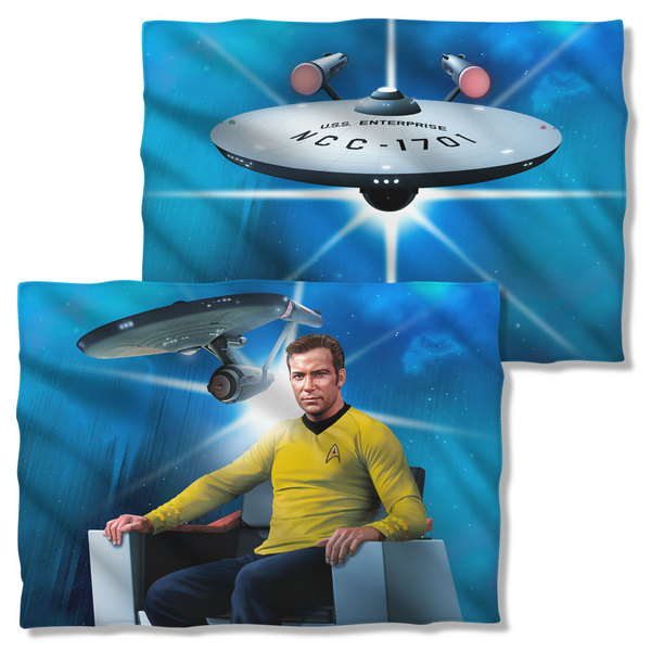 Cbs1443fb-plo1-0 Star Trek-captains Chair - Front & Back Print - Pillow Case, White - 20 X 28 In.